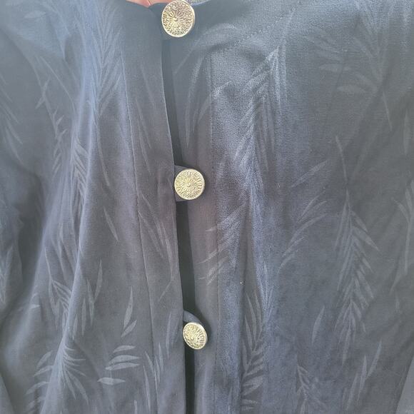 R & K Original Pant Suit Women 14 Two Piece Set Button Navy Velvet Pull On Pants - Picture 4 of 13